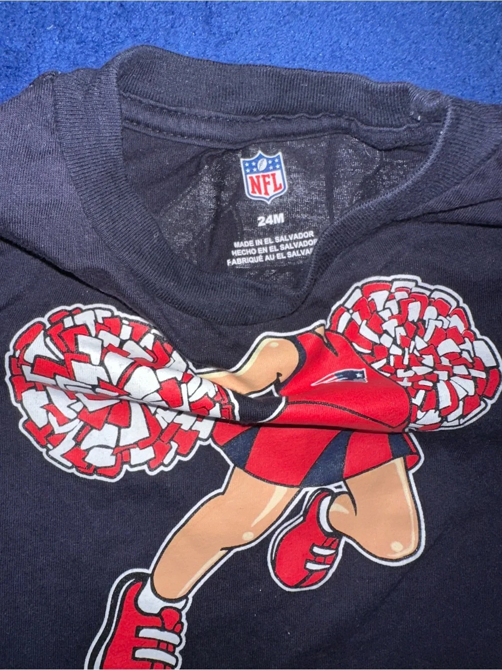 NFL Patriots Cheer T Shirt New England Team Apparel Cheerleader Blue 24M